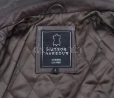 Hutson Harbour férfi bőrdzseki, sötétbarna, cipzáras, méret: L. Újszerű, kívül és belül is jó állapo...