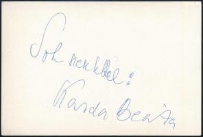 Karda Beáta (1950- ) énekesnő autográf aláírása és dedikációja őt ábrázoló fotón (Szipál Foto Bp.), ...