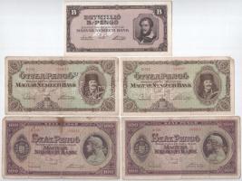 1945-1946. 10db vegyes pengő bankjegy T:II-III-