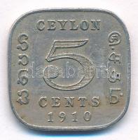 Ceylon 1910. 5c Cu-Ni T:2- patina  Ceylon 1910. 5 Cents Cu-Ni T:VF patina Krause KM#103