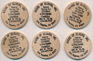 Amerikai Egyesült Államok DN "House of Clocks, Inc. / Wooden Nickel" fa kaszinó zseton (6x...
