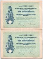 Mándok 1927. "Mándoki Takarékpénztár Részvénytársaság" részvénye 20P-ről (2x) + tíz részvé...