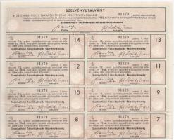 Szombathely 1938. "Szombathelyi Takarékpénztár Részvénytársaság" részvénye 50P-ről, szelvé...