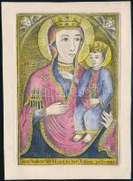 Jelzés nélkül: Mária a kisdeddel. Rézkarc, papír, akvarellel színezett. 15x10 cm
