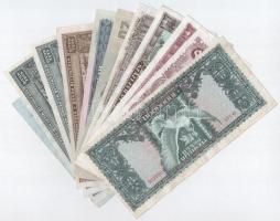 11db vegyes magyar, nagyrészt pengő bankjegy tétel, közte 1944. 5P "A Vöröshadsereg Parancsnoks...