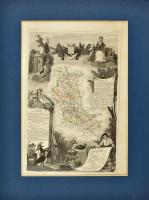 cca 1850 Départment du Loire (Franciaország) megye térképe, Atlas National Illustre, 42x28 cm. paszpartuban/ cca 1850 Map of Départment du Garonne (France), Atlas National Illustre, 42x28 cm