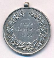 1905. Vívó sport emlékérem, jelzett Ag, hátlapon gravírozva "Fodor Háziverseny 1905", &quo...