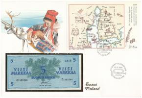 Finnország 1963. 5M felbélyegzett borítékban, bélyegzéssel T:I Finland 1963. 5 Markkaa in envelope with stamp and cancellation C:UNC