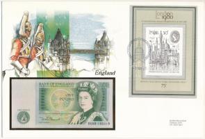 Nagy-Britannia / Anglia 1981-1984. 1P felbélyegzett borítékban, bélyegzéssel T:I  Great Britain / England 1981-1984. 1 Pound in envelope with stamp and cancellation C:UNC