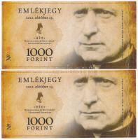 2012. 1000Ft "Mindszenthy József Emlékjegy" (2x) sorszámkövetők T:I