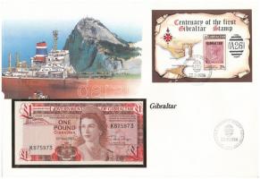 Gibraltár 1983. 1Ł felbélyegzett borítékban, bélyegzéssel T:I Gibraltar 1983. 1 Pound in envelope with stamp and cancellation C:UNC