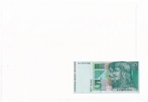 Horvátország 1993. 5K felbélyegzett borítékban, bélyegzéssel T:I 
Croatia 1993. 5 Kuna in envelope ...