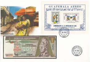 Guatemala 1988. 50c felbélyegzett borítékban, bélyegzéssel T:I Guatemala 1988. 50 Centavos in envelope with stamp and cancellation C:UNC