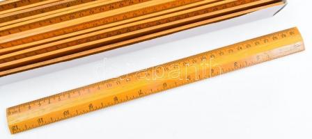 24 db retró fa vonalzó, h: 31 cm, dobozban