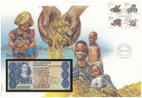 Dél-Afrika DN (1990) 2R felbélyegzett borítékban, bélyegzéssel T:I  South-Afrika ND (1990) 2 Rand in envelope with stamp and cancellation C:UNC