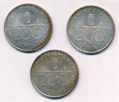 1993. 200Ft Ag "MNB" (3x) T:1-,2 patina
Adamo F13
