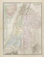 1862 E. Andriveau-Goujon: Palestine Ancienne et moderne. Palesztina. Antik és modern. nagyméretű térképe acélmetszet. Lap szélén szakadásokkal 46x62 cm / 1861 E. Andriveau-Goujon: Etched map of Palestine