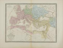 1862 E. Andriveau-Goujon: A Római Birodalom a 4. század végén nagyméretű térkép acélmetszet. 50x39 cm / 1862 E. Andriveau-Goujon: Etched map of The Roman Empire