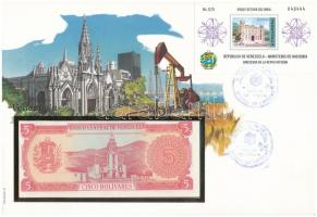Venezuela 1989. 5B felbélyegzett borítékban, bélyegzéssel T:I-  Venezuela 1989. 5 Bolivares in envelope with stamp and cancellation C:AU
