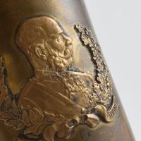 1908 I. Ferenc József arcképével díszített, ezüstözött réz emlékpohár, uralkodásának 60. évfordulójá...