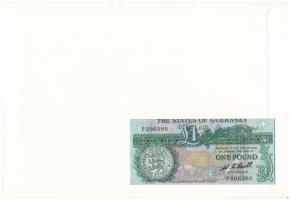 Guernsey 1980-1989. 1P felbélyegzett borítékban, bélyegzéssel T:I 
Guernsey 1980-1989. 1 Pound in e...