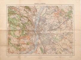 cca 1910 Budapest és környéke térkép 63x48 cm