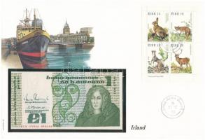 Írország 1989.01.09. 1P felbélyegzett borítékban, bélyegzéssel T:1  Ireland 09.01.1989. 1 Pound in envelope with stamp and cancellation C:UNC