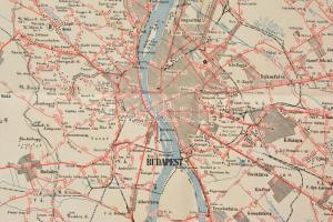 Budapest és környékének távolsági térképe 1899. Kiadja a Kereskedelemügi M. Kir, MInisztérium Budape...