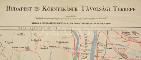 Budapest és környékének távolsági térképe 1899. Kiadja a Kereskedelemügi M. Kir, MInisztérium Budape...