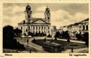 1941 Debrecen, református nagy templom, villamos