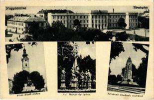 1943 Nagykanizsa, Törvényház, 48-as hősök és Szentháromság szobor, Trianoni irredenta emlékmű. Weinstock 3500.