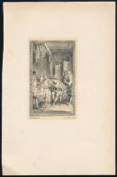 11 db kisgrafika, rézmetszet, többségében Hubert-François Gravelot (1699-1773) munkáiról, 12x7,5 cm ...