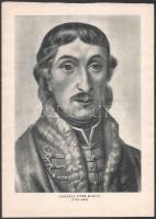 Költők, írók portréi (Zrínyi Miklós, Csokonai Vitéz Mihály, Mikszáth Kálmán, Eötvös József), 4 db ny...