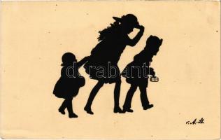 Sziluett gyerekek / Silhouette children. G.K.V.B. Nr. 480/1.