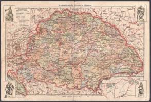 1939 Magyarország politikai térképe az irredenta szobrokkal. 42x28 cm Rajzszeg nyomokkal