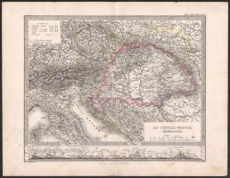 cca 1880 Az Osztrák-Magyar Monarchia kőnyomatos térkép az ország hegyeinek magassági összehasonlításával 32x25 cm