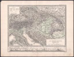 cca 1880 Az Osztrák-Magyar Monarchia kőnyomatos térkép az ország hegyeinek magassági összehasonlításával 32x25 cm