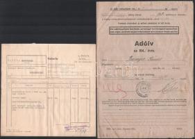 Vegyes okmány tétel: orvosi receptek, behívó közmunkára, gabona beszolgáltatási lap, nyugták, stb