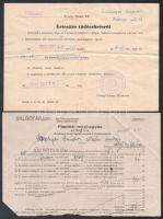 Vegyes okmány tétel: orvosi receptek, behívó közmunkára, gabona beszolgáltatási lap, nyugták, stb