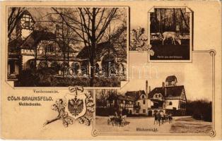 1916 Köln, Cologne; Braunsfeld Waldschenke, Vorderansicht, Rückansicht, Partie aus dem Wildpark / deer, hotel. Art Nouveau, floral