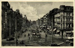 1938 Köln, Cologne; Der Hohenzollernring, Wolsdorff Prinzen Hof / street with trams, automobiles, shops
