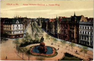 Köln, Cologne; Kaiser Wilhelm Denkmal und Hansa Ring / statue, street