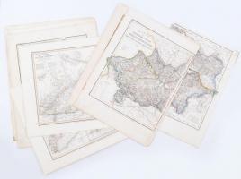 cca 1840 9 térképlap: világtérkép, Ausztria, Kanada, Ilinois, Bohémia térképei. Színezett acélmetszetek kb 35x45 cm