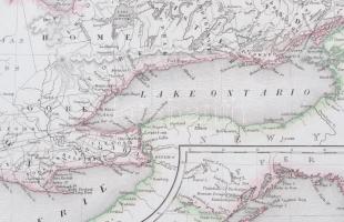 cca 1840 9 térképlap: világtérkép, Ausztria, Kanada, Ilinois, Bohémia térképei. Színezett acélmetsze...