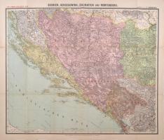 Bosznia Hercegovina, Dalmácia és Montenegro nagy méretű térképe. cca 1900. Handtke 68x75 cm Kis beszakadásokkal