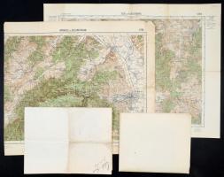 4 db magyar térkép cca 1900 Város, turista és katonai térképek Pilis, Szeged, Nyíregyháza