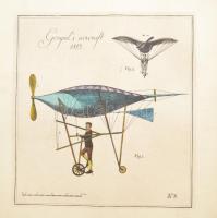 cca 1900 11 db repüléstörténeti metszet, papír, törésnyomokkal, egyik erősen foltos, néhányon kisebb...