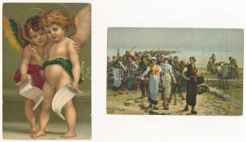 11 db RÉGI használatlan Stengel litho művész motívumlap / 11 pre-1945 unused Stengel litho art motiv...