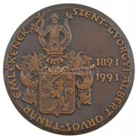 1993. Szent-Györgyi Albert orvos-tanár emlékének, 1893-1993 egyoldalas bronz emlékérem (95mm) T:1- kis patina