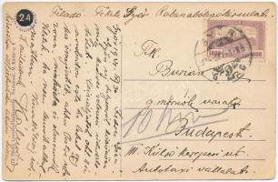 1924 Győr, vasútállomás, utcai árus, Kalodont reklám. Vasúti levelezőlapárusítás 472. (EK)